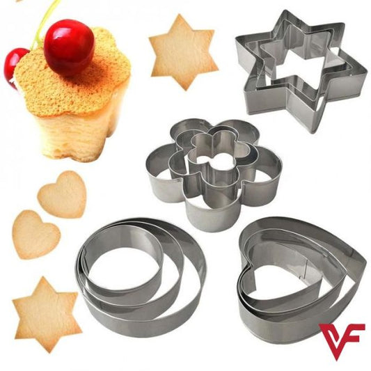 12-Piece Stainless Steel Cookie Cutter Set – Star, Heart, Egg Shaper & More"