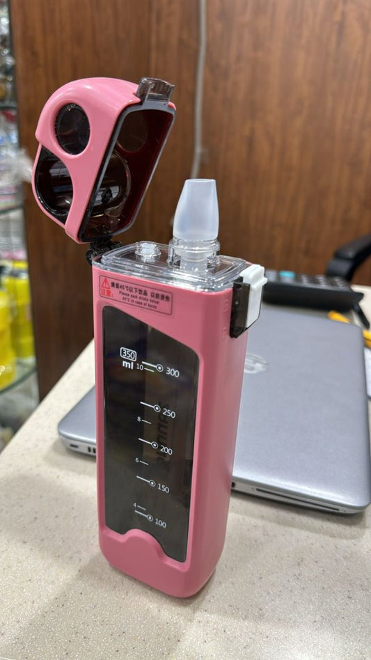 "350ml Square Plastic Water Bottle with Pop-Up Straw"